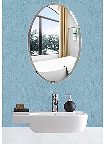 PRINCE ART Mirror Glass for Bathroom Wall Decorative Home Decor Mirror for Dressing Room Bedroom Living Room Hall Makeup Room Washbasin Round Shape Size 12 x 18 Inch - Image 3