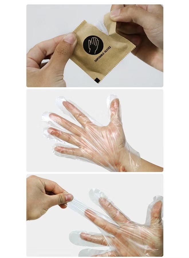 Alruht 30 Pack Individually Wrapped Disposable Gloves, Food Grade PE Transparent Gloves, Thickened and Durable for Food Preparation, Dining, Housework and Beauty Use - Image 2