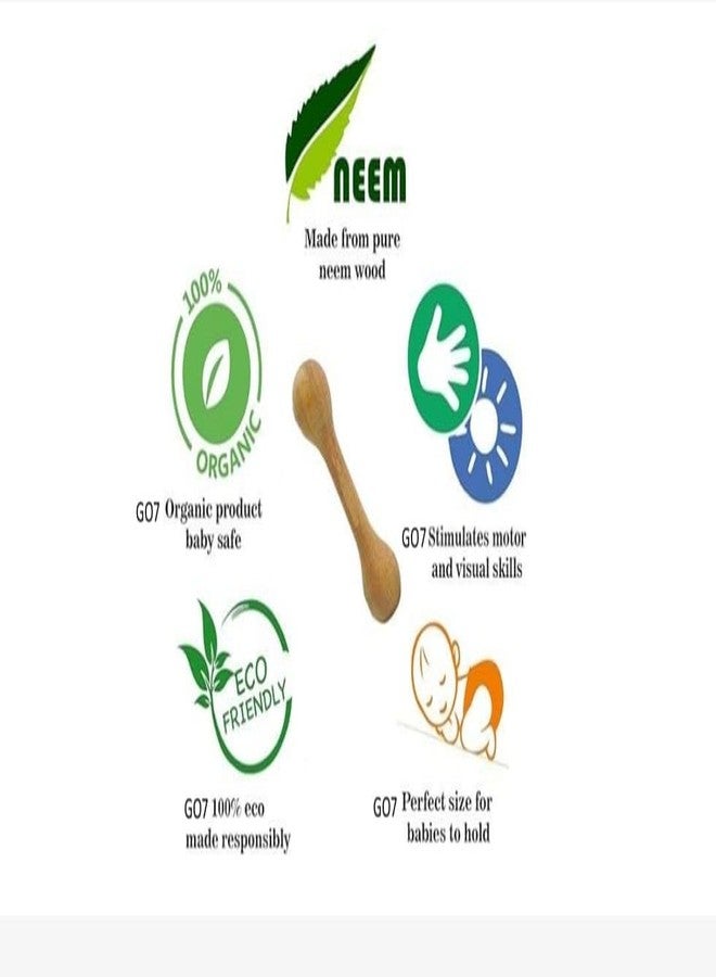 GO7 Natural.Toys Toddler Neem Wood Teether Dumbbell Sticks For Babies - Ayurvedic Wooden Teething Toy | Eco-Friendly, Non-Toxic Baby Gum Soother | Neem Wood Dumbbell Shape Rattle & Nibbler | Natural Teething Relief for Babies 4+ Months (4, mediaum) - Image 3