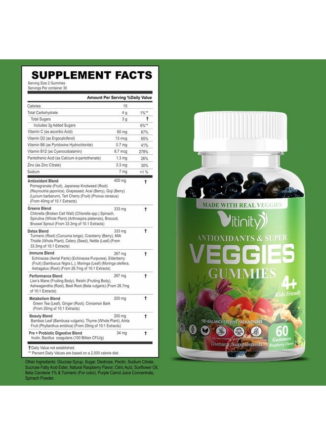VITINITY Veggies Supplement-Made with Real Super Veggies Delicious Gummies(120 Chews),30 Veggies,Herbs,Fruit and Vegetable Supplement,Non-GMO,Pectin-Based,Gluten-Free,No More Pills (60 Day) - Image 2