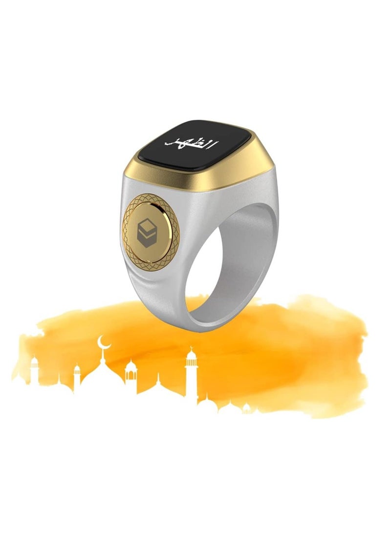 iQIBLA Smart Tasbih Zikr lite Ring, Muslim Prayer, Prayer timing reminder, OLED display Tasbih Counter, Smart Ring, Waterproof- White 18mm - Image 1