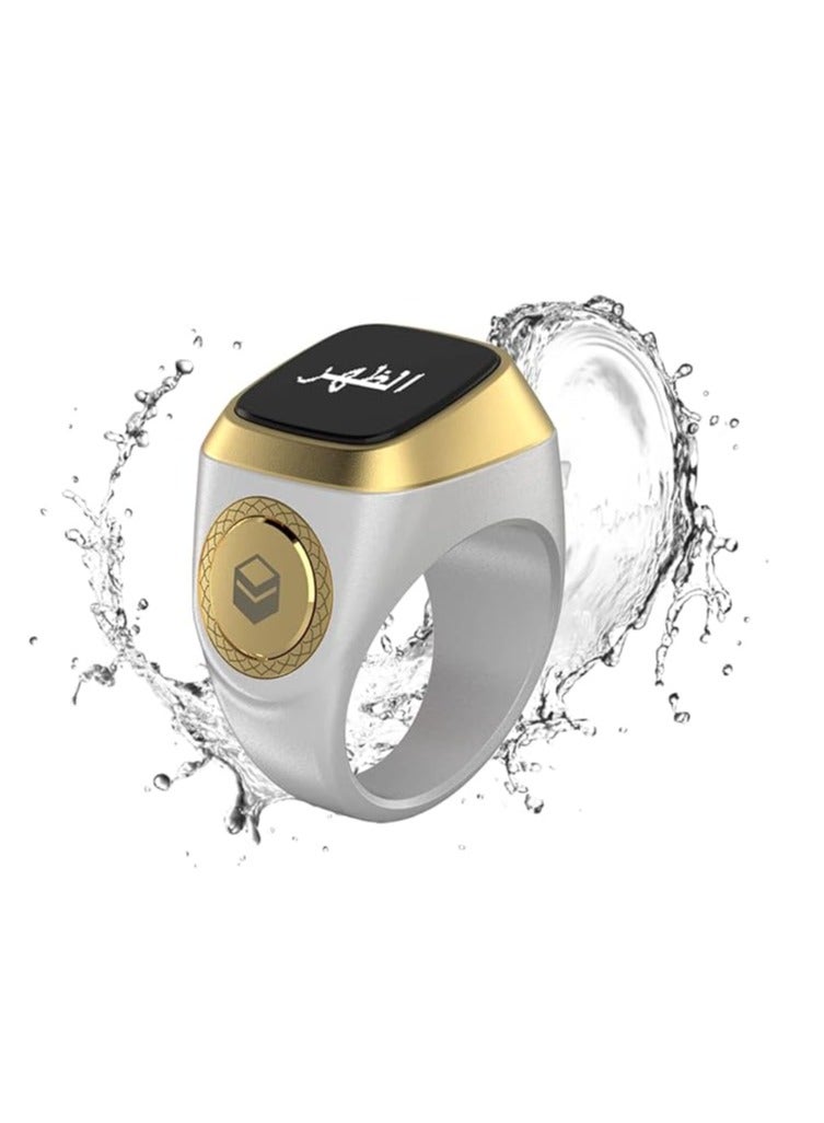 iQIBLA Smart Tasbih Zikr lite Ring, Muslim Prayer, Prayer timing reminder, OLED display Tasbih Counter, Smart Ring, Waterproof- White 18mm - Image 2