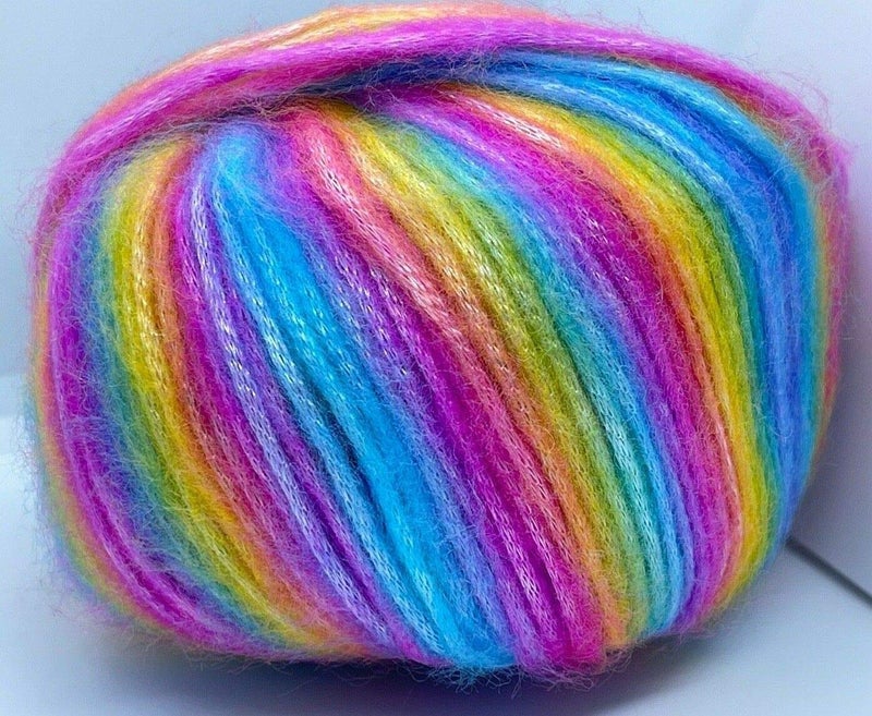 Ice Yarns Ice Yarns Picasso Rainbow Blue Purple Green Yellow Orange Pink Fuzzy with Subtle Sheen Yarn Polyester Acrylic Blend 50 Gram 125 Yards