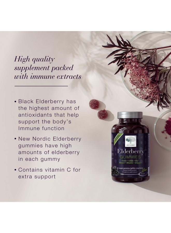 NEW NORDIC Elderberry Vegan Gummies, Sugar Free Chewable Immune Support with Vitamin C for Adults and Kids 4+, No Artificial Colors or Flavors, 60 Count (Pack of 1) - Image 4