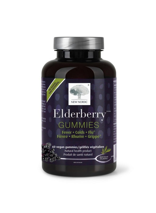 NEW NORDIC Elderberry Vegan Gummies, Sugar Free Chewable Immune Support with Vitamin C for Adults and Kids 4+, No Artificial Colors or Flavors, 60 Count (Pack of 1) - Image 1