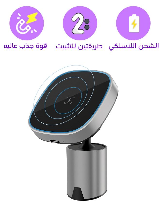 AVOO Magnetic Absorption Wireless Car Charger, Fast Charging, Compatible with Mag-Safe Car Charger, Dashboard/Air Vent Mount - Image 2
