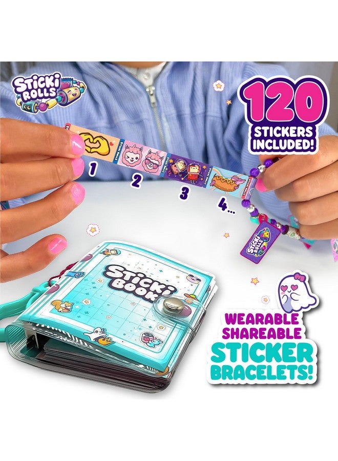 Sky Castle Sticki Rolls Sticki Book - Wearable & Shareable Sticker Bracelet + Collection Sticki Book | Includes 120 Mini Stickers | 50 Activity Pages | Over 1000 Fun Sticker Designs To Discover And Collect! - Image 2