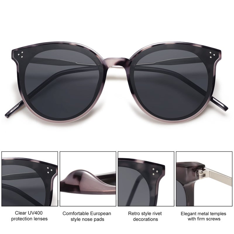 SOJOS Classic Trendy Round Sunglasses Womens Mens Oversized Large Shades UV400 Vacation Sunnies SJ2068, Gradient Grey Marble/Grey - Image 5