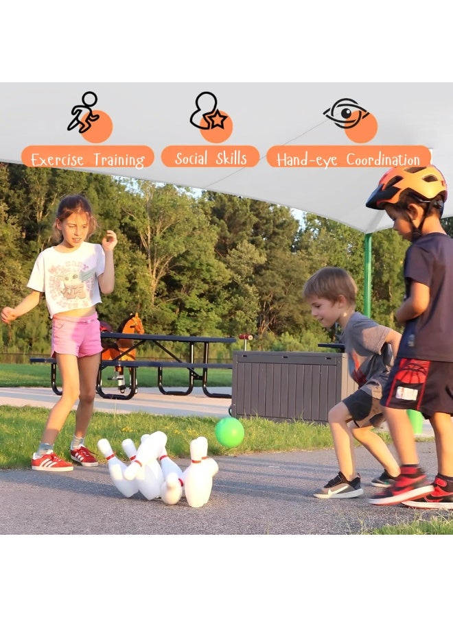 VIO Colorful 12 PC Toy Bowling Set Kids Indoor Outdoor Bowling Game Fun Interactive Toy for Boys Girls Educational Sports Toy Toddlers Safe Durable Bowling Play Set Christmas New Year Party Gift Ages 3 and Up Includes 10 Plastic Pins 2 Balls Kids Fitness Toys Indoor Outdoor Activity Games Educational Birthday Gifts for Boys Girls Kids Educational Gift Motor Skills Toys - Image 5