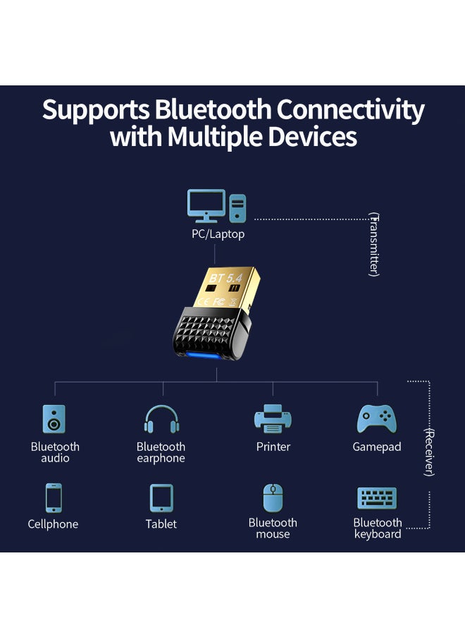 X-level Bluetooth 5.4 Adapter USB Dual Band for PS5 Xbox NS Controller Bluetooth Receiver for Mouse Keyboard Bluetooth Dongle for Windows 11/10/8.1 Plug and Play Used for PC Laptop | Black  - Image 4