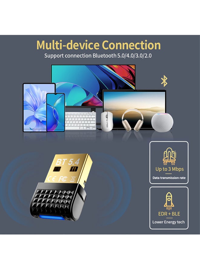 X-level Bluetooth 5.4 Adapter USB Dual Band for PS5 Xbox NS Controller Bluetooth Receiver for Mouse Keyboard Bluetooth Dongle for Windows 11/10/8.1 Plug and Play Used for PC Laptop | Black  - Image 3