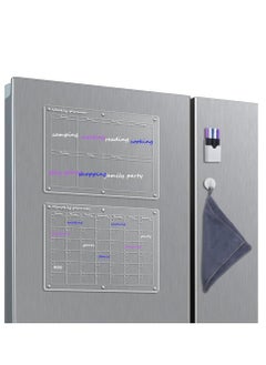 ItsyWorld Magnetic Dry Erase Calendar Board for Fridge,40CMx30CM Clear 2 Set Magnetic Acrylic Calendar Planner Board for Refrigerator, Reusable Calendar, MONTHLY planner and WEEKLY planner (16"x12")