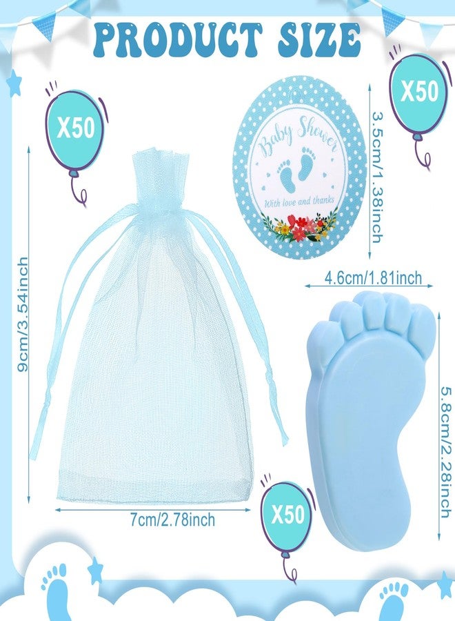 Dimsile 50 Sets Baby Shower Soap Favors for Guests Boy Girl Mini Handmade Scented Soaps with Thank You Tags and Organza Bags for Gender Reveal Baptism Shower Wedding Party(Blue) - Image 2