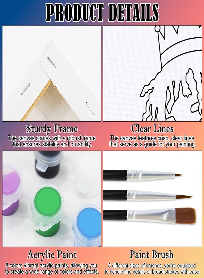 Nuberlic 2 Packs Urban King and Queen Pre Drawn Canvas Paint Kits for Two Adults Couple Sip and Paint Date Night Party Supplies 8x10 inch - Image 5