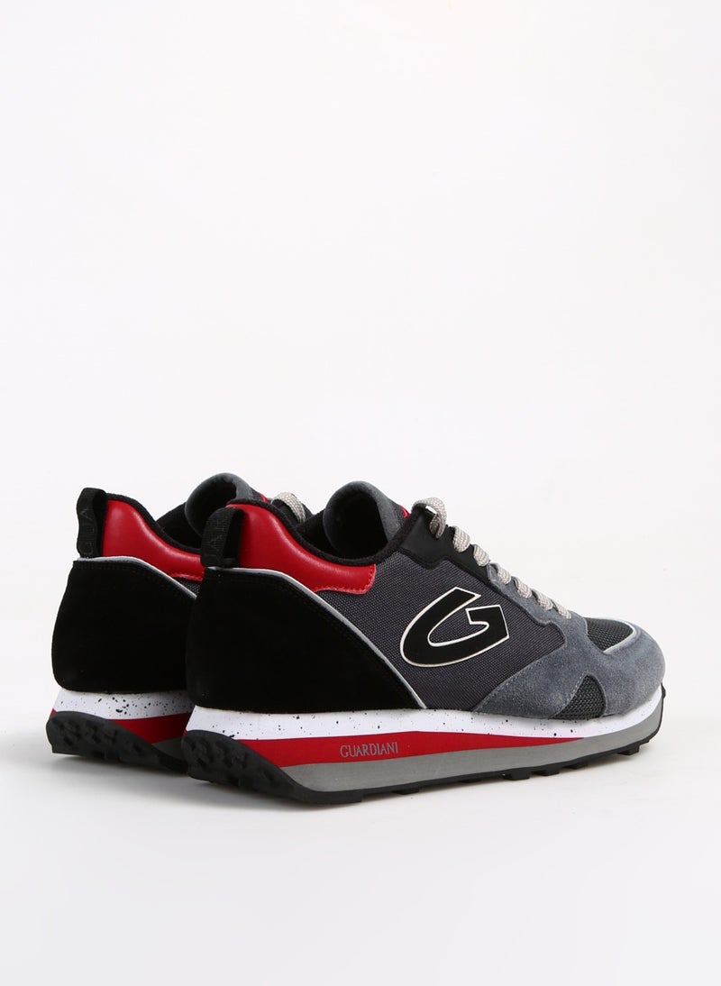 Alberto Guardiani Gray - Red Men's Suede Sneaker Wen 0400  - Image 3