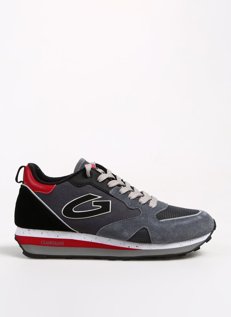 Alberto Guardiani Gray - Red Men's Suede Sneaker Wen 0400  - Image 1