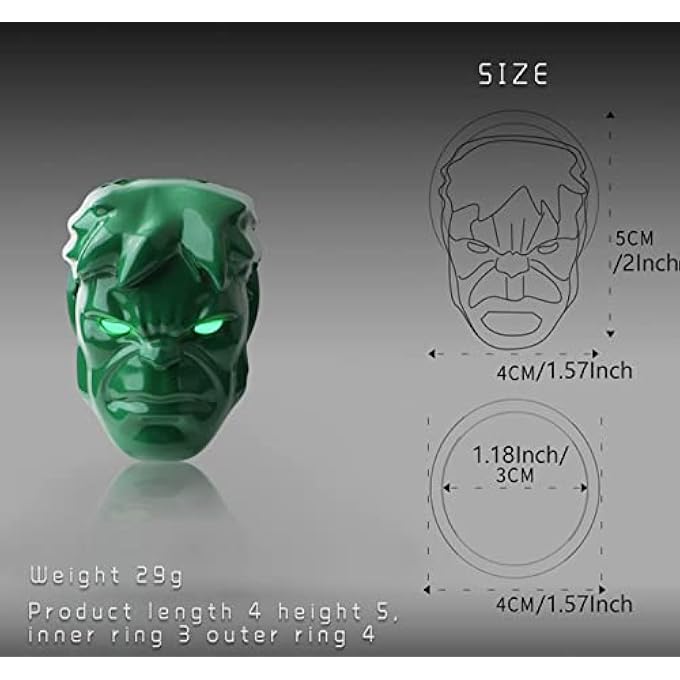 SYOSI Hulk The Avenger Marvel Push To Start Button Cover Car OneButton Start Button Protective Cover Interior Modification Ignition Device Switch Metal Decorative Stickers Green - Image 4