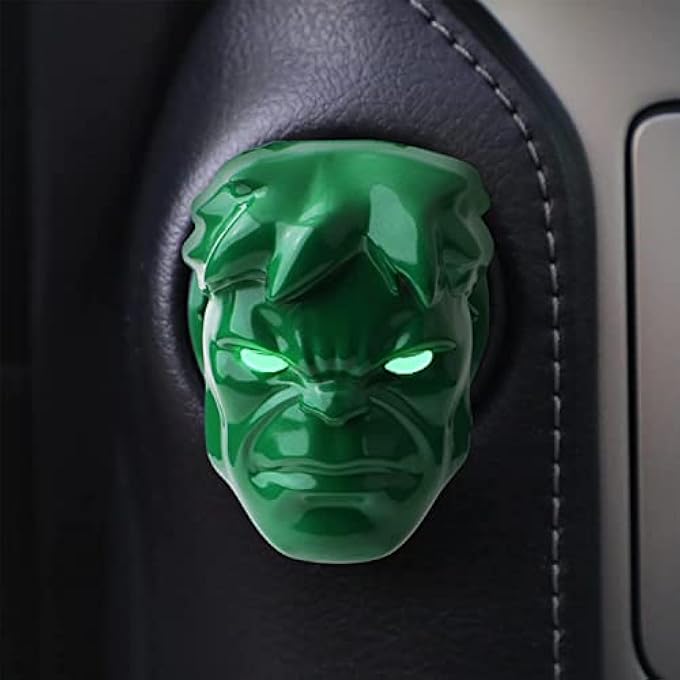 SYOSI Hulk The Avenger Marvel Push To Start Button Cover Car OneButton Start Button Protective Cover Interior Modification Ignition Device Switch Metal Decorative Stickers Green - Image 1