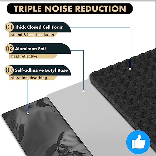 TroyStudio 3 in 1 Car Sound Deadener - 6pcs 16 X 12 X 0.7 Inches Self-Adhesive Butyl Closed Cell Foam Panel Heat Shield Automotive Noise Insulation Mat - Super Thick Sound Proofing Deadening Material - Image 3