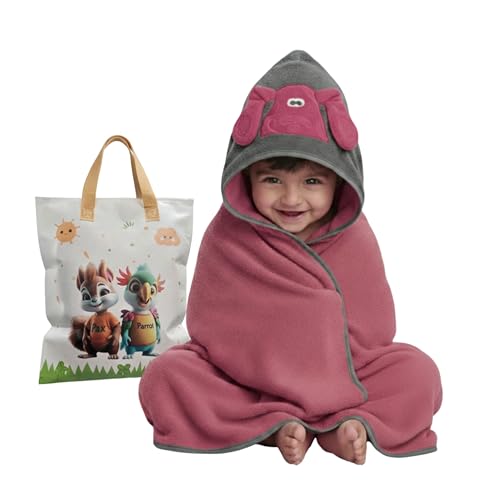 PAX PARROT Ultra-Soft Baby Hooded Towel – 100% Cotton Wrap Your Little one in Softness and Joy, Hypoallergenic & Super Absorbent Bath Wrap for Newborns & Toddlers | Cute Animal Design,(0-5Years) (Dusty Pink) - Image 1