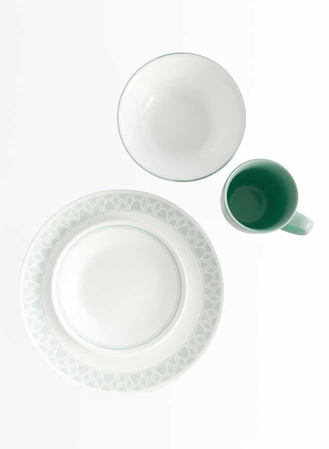 Corelle Delano 16-Piece Glass Dinnerware Set, Service for 4, Chip, Break, Stain & Scratch Resistant, Microwave, Dishwasher & Oven Safe, Includes 4 Dinner Plates, 4 Bread & Butter Plates (17cm), 4 Cereal Bowls (18oz) & 4 Stoneware Mugs - Image 2