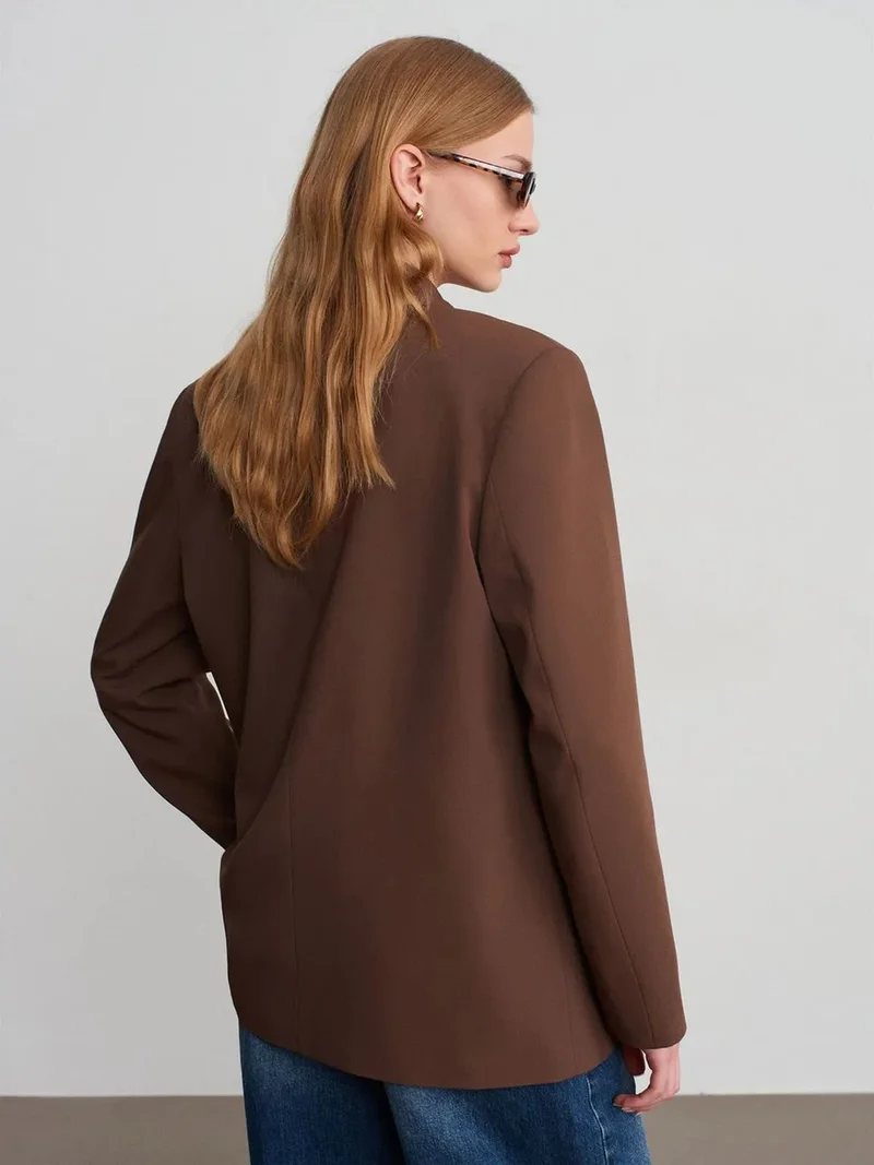 ديلفين DILVIN Oversized Long Crepe Blazer Jacket