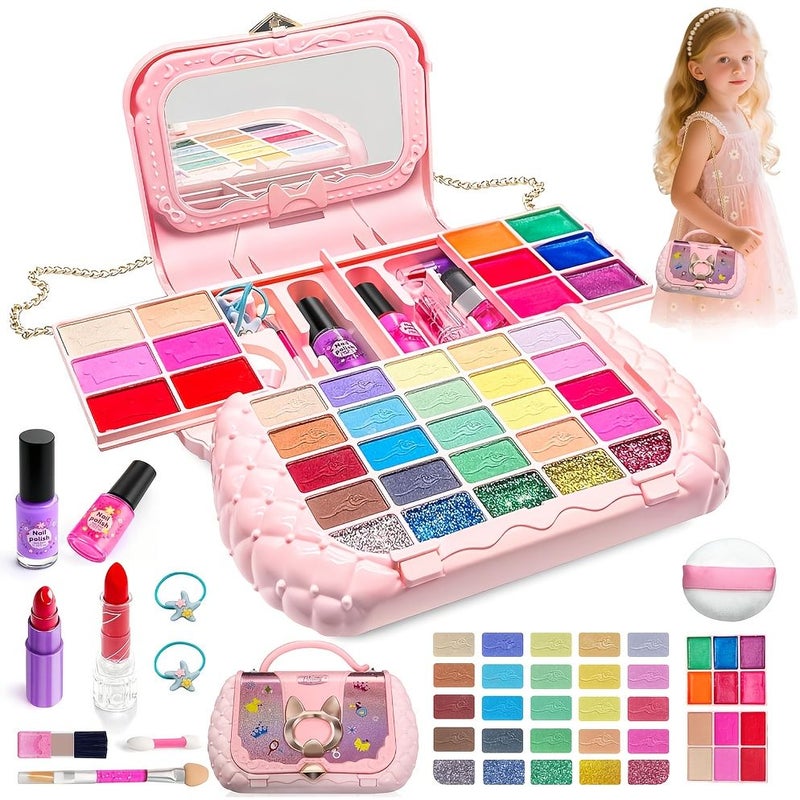 Pretend Play Makeup Set M-711 Pink with Mirror for Girls 5-8 Years Old Princess Toy Gift - Image 1