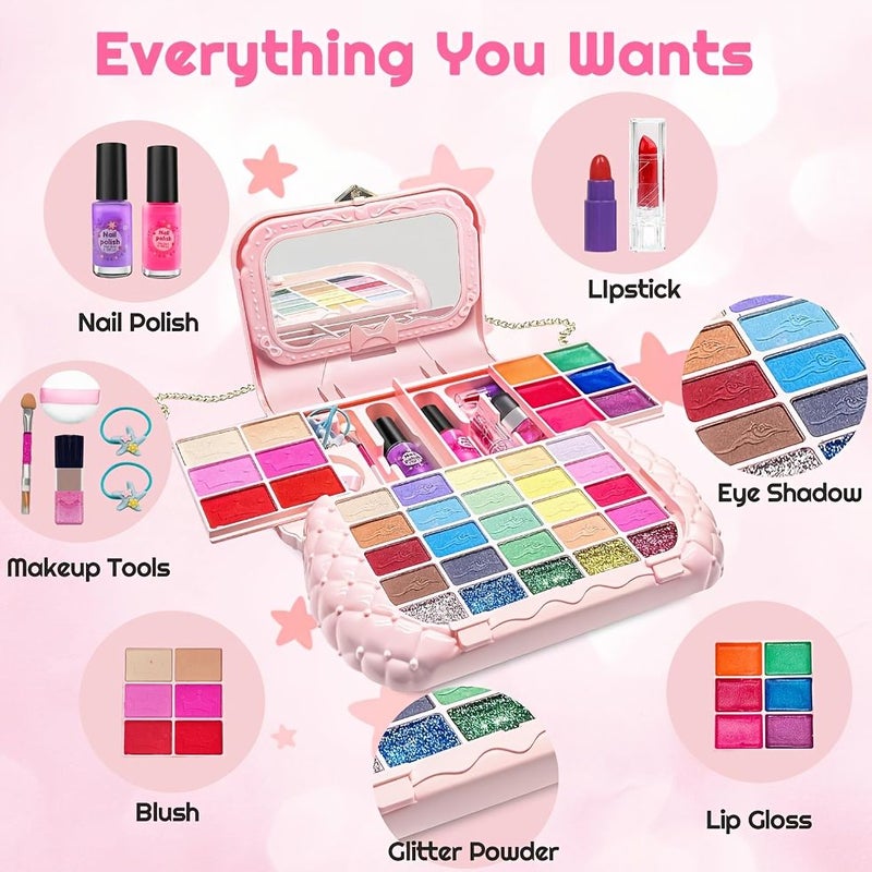 Pretend Play Makeup Set M-711 Pink with Mirror for Girls 5-8 Years Old Princess Toy Gift - Image 2