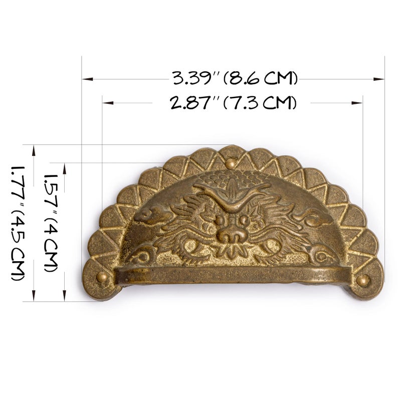 Hardware Philosophy Dragon Brass Drawer Handle Pulls Hardware 3.4" - Set of 2 - Image 3