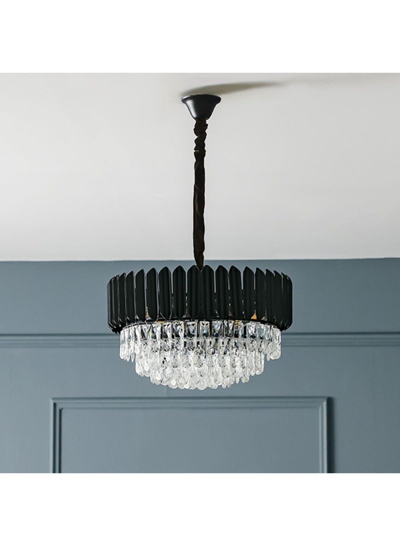 DANUBE HOME Lille Black Crystal Chandelier - Elegant Bedroom Lighting Fixture, Clear & Black Metal, E14x9 Bulbs, 50x50 cm, 2-Year Warranty  - Image 1