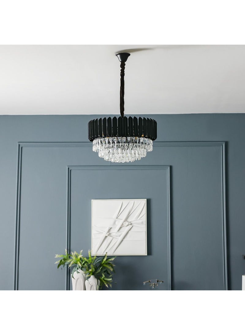 DANUBE HOME Lille Black Crystal Chandelier - Elegant Bedroom Lighting Fixture, Clear & Black Metal, E14x9 Bulbs, 50x50 cm, 2-Year Warranty  - Image 4