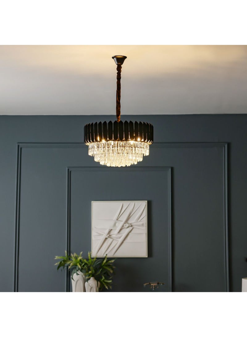 DANUBE HOME Lille Black Crystal Chandelier - Elegant Bedroom Lighting Fixture, Clear & Black Metal, E14x9 Bulbs, 50x50 cm, 2-Year Warranty  - Image 3