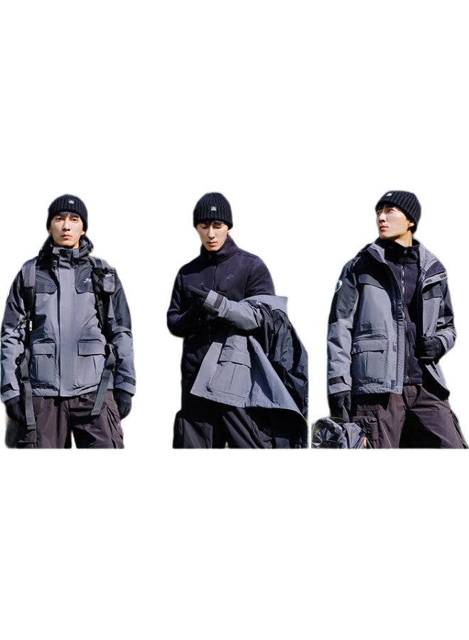 PELLIOT [Cheng Yi Same Style] Mountain Color Windbreaker Jacket For Men And Women, 3-In Winter Hard Shell Windproof Coat 11040105 Light Gray M - Image 2