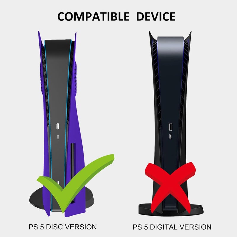Megadream for PS5 Faceplates with Cooling Vents LED Lights, Cooling Cover Replacement Plates Shell Accessories Anti-Scratch Dustproof with RGB Lights Package for PlayStation 5 Disc Edition (Purple) - Image 5