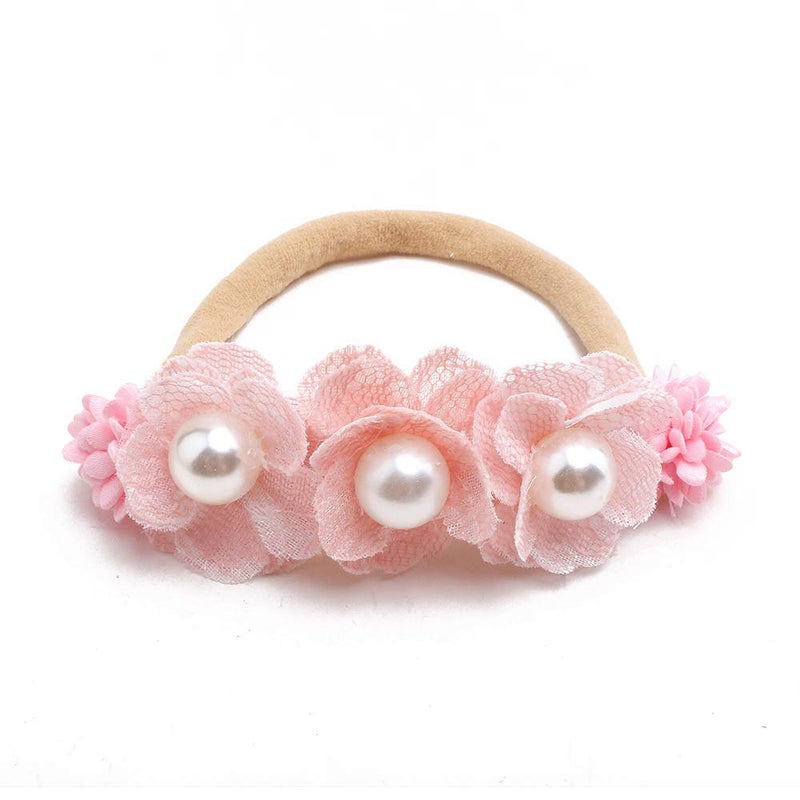 mligril Baby Girl Nylon Headbands Flower Hair Bows Accessories-Elastic Hair Band Crown Handmade FLoral Wraps Birthday Gifts for Girls Newborn Infant Toddler 3Pcs - Image 4