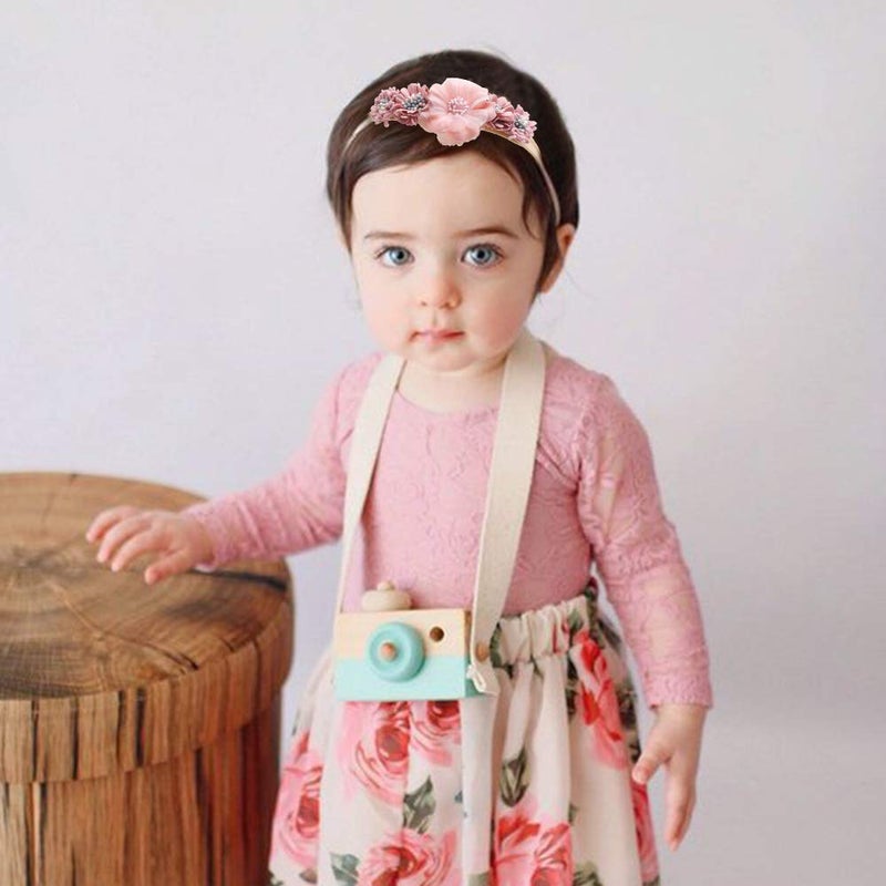 mligril Baby Girl Nylon Headbands Flower Hair Bows Accessories-Elastic Hair Band Crown Handmade FLoral Wraps Birthday Gifts for Girls Newborn Infant Toddler 3Pcs - Image 2