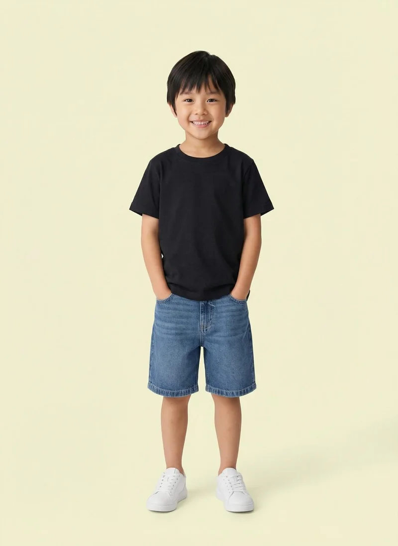 نوتيناتي Nautinati Boys' 100% Cotton Pack of 3 Solid Essentials Crew Neck T-shirts