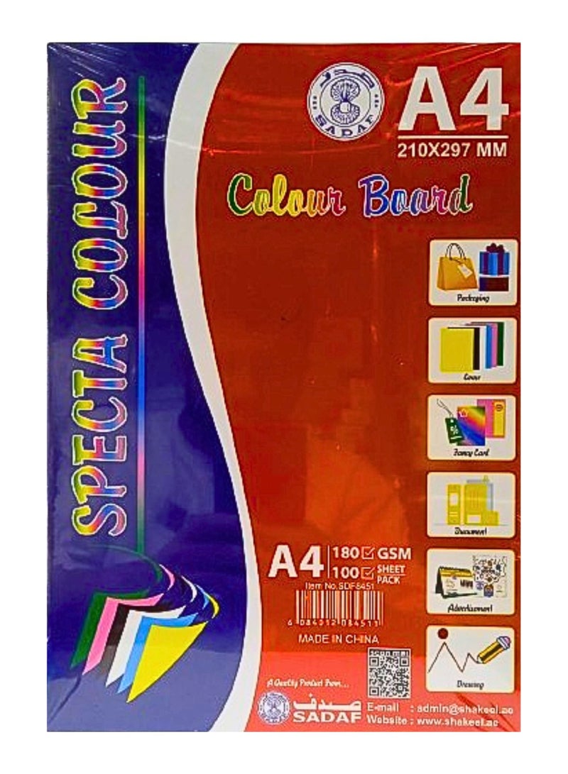 Sadaf Bristol Card Paper A4 Size 180gsm Thickness Black Colours 100-Sheet - Image 1