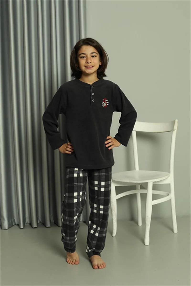 Akbeniz Boy's Welsoft Polar Smoked Pajama Set 20550