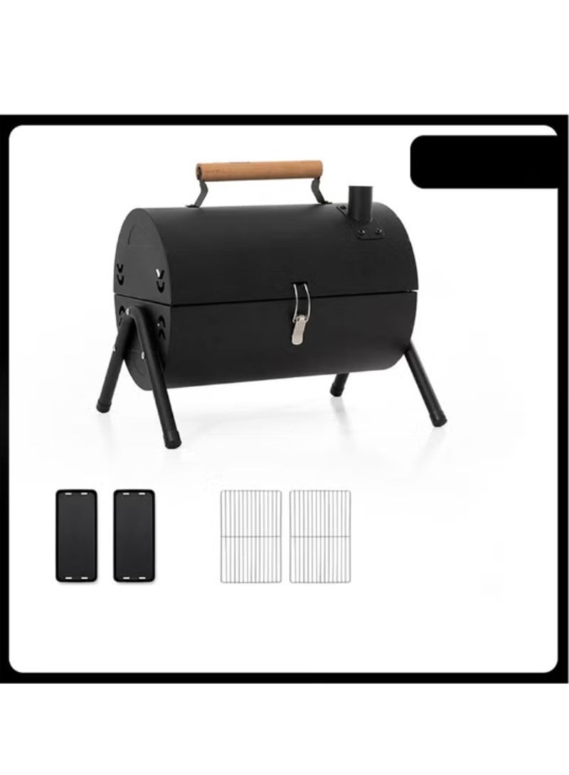 DIGI CORE Portable Charcoal Grill BBQ Grill Portable Barbecue Grill Small Grill With Baking Tray and Grill Mesh Compact Tabletop BBQ Grill Outdoor For Camping Picnic Backyard Patio 37.50X25XCM Black - Image 4