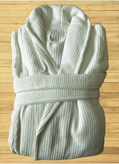 MAXQON Bathrobe (Unisex) - 100% Cotton Waffle Highly Absorbent Super Soft Bathrobes For Women & Men- Adult Size, Color White  - Image 4