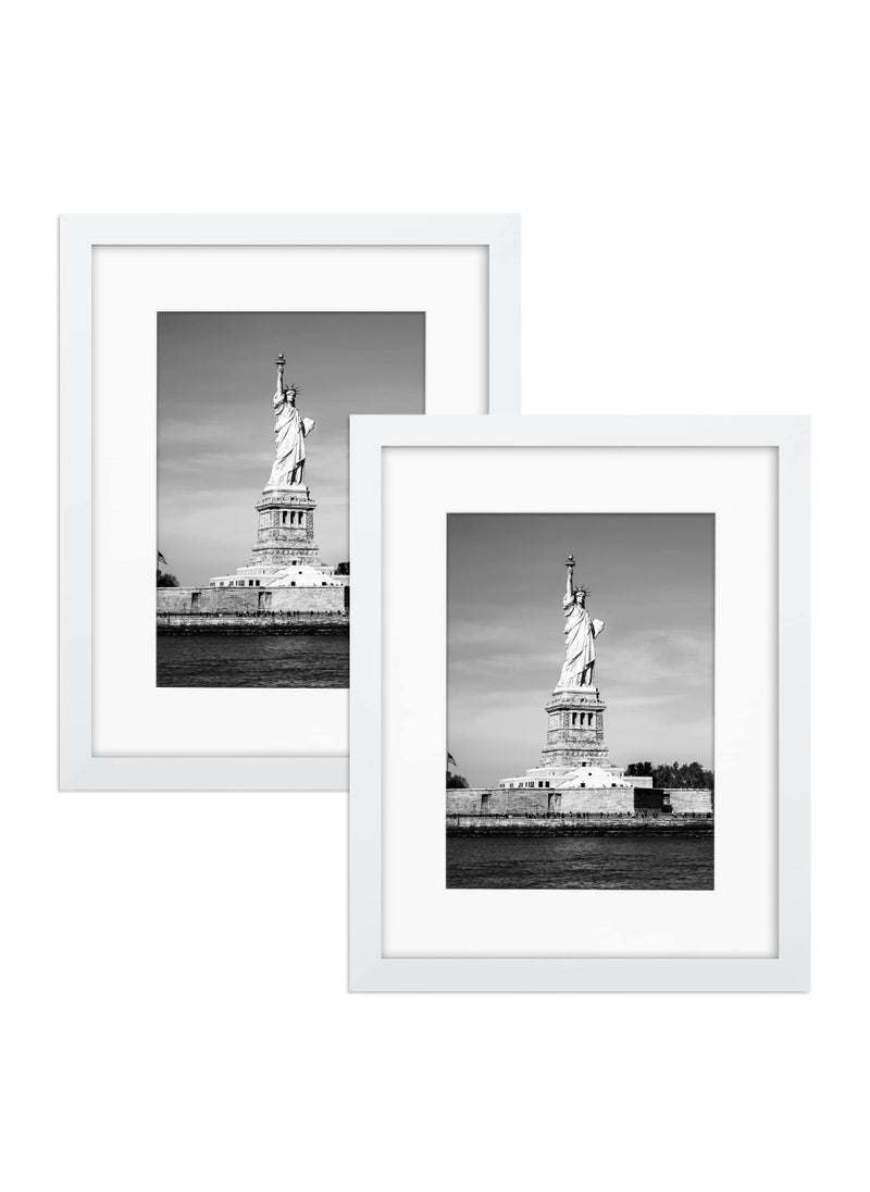 ENJOYBASICS ENJOYBASICS 11x14 Picture Frame White Poster Frame Display Pictures 8x10 with Mat or 11x14 Without Mat Wall Gallery Photo Frames 2 Pack  - Image 1