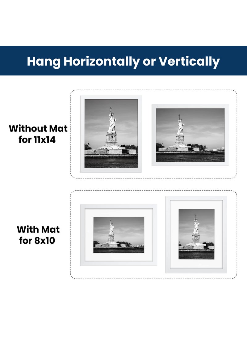ENJOYBASICS ENJOYBASICS 11x14 Picture Frame White Poster Frame Display Pictures 8x10 with Mat or 11x14 Without Mat Wall Gallery Photo Frames 2 Pack  - Image 5
