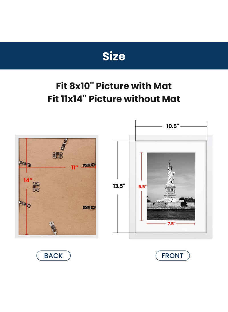 ENJOYBASICS ENJOYBASICS 11x14 Picture Frame White Poster Frame Display Pictures 8x10 with Mat or 11x14 Without Mat Wall Gallery Photo Frames 2 Pack  - Image 4