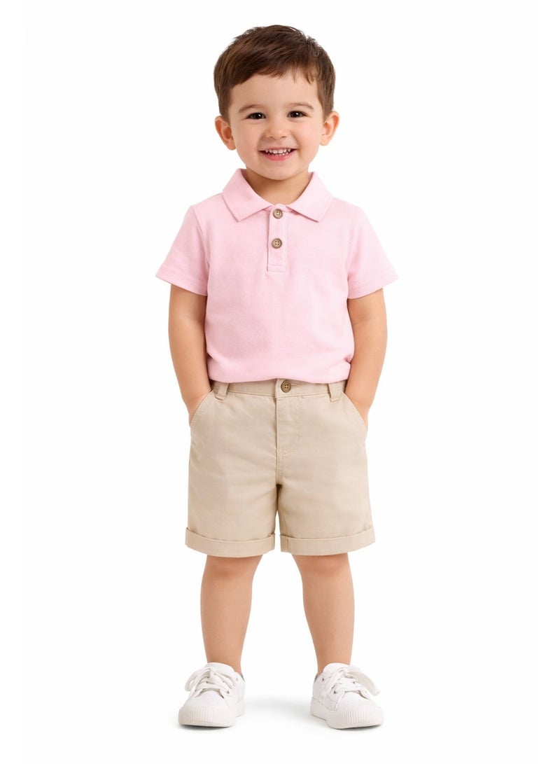 Smarties AE Boys Polo T-Shirt and Shorts Set (18 Months to 4 Years) – Cotton Blend Summer Outfit for Kids – Half Sleeve Collar Top with Elastic Waist Shorts – Casual Party Wear Clothing Set - Image 2