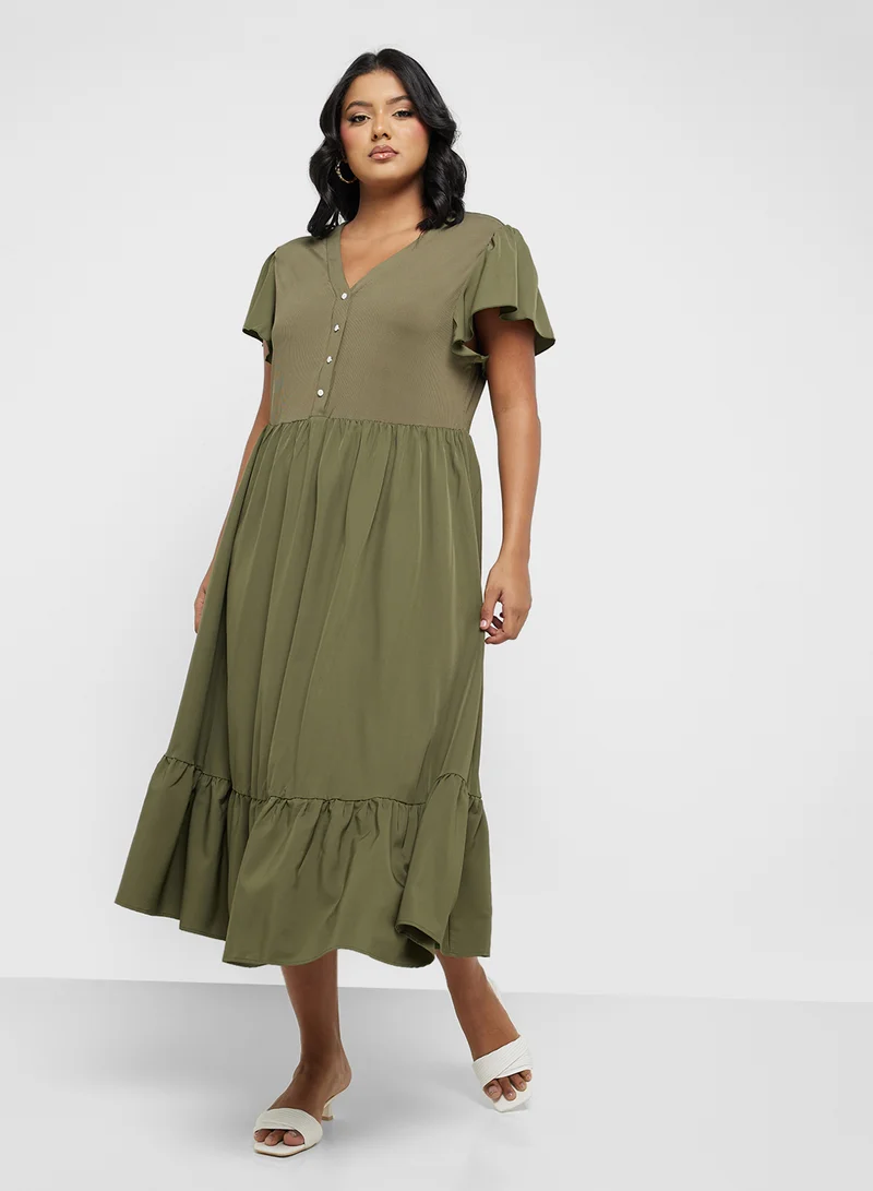 Ginger Plus Ruffled Tiered Dress