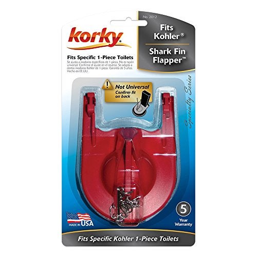 Korky إصلاحات زعانف القرش Korky 2012BP - بديل لقطع Kohler 84138، 84314، 85655 و 89825 - صنع في الولايات المتحدة الأمريكية، يناسب Toilets قطعة واحدة محددة، أحمر - Image 2