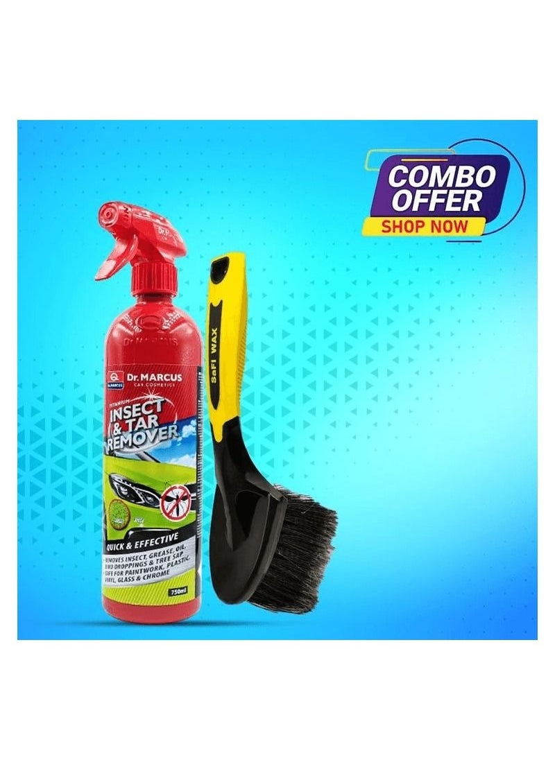 Dr.MARCUS Combo offer  Buy Dr Marcus Titanium Insect Tar Remover Spray Car Cleaning Spray 750ml SAFI WAX Easy Car Tire Cleaning Brush Black Yellow  - Image 1