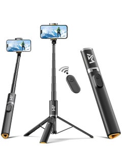 AMROAH 161cm/63,39" Portable Selfie Stick Tripod with Remote, Compact Photo Video Wireless Selfie Stick Tripod Stand 360° Rotate Travel for Cell Phones Apple iPhone Pro Max 15 14 13 Samsung Xiaomi GoPro  - Image 1