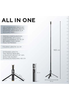 AMROAH 161cm/63,39" Portable Selfie Stick Tripod with Remote, Compact Photo Video Wireless Selfie Stick Tripod Stand 360° Rotate Travel for Cell Phones Apple iPhone Pro Max 15 14 13 Samsung Xiaomi GoPro  - Image 2